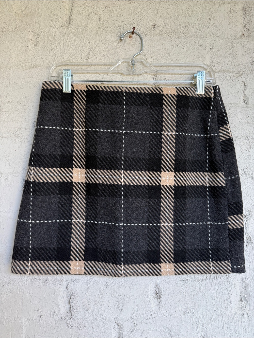 NWT H&M Brown/Gray/Tan Plaid Mini Skirt Size Small